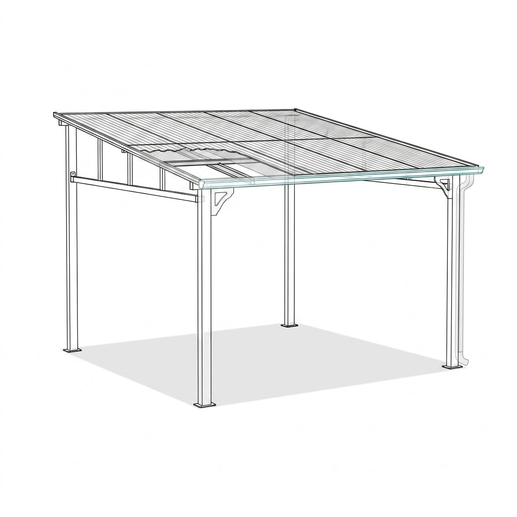 10'X20' Hardtop Wall Mounted Gazebo with Gutters & Galvanized Steel Roof, 60MPH Wind Resistance, Lean to Gazebo Pergola with Sloped Roof for Deck, Porch, Backyard and More, Black — How It Works