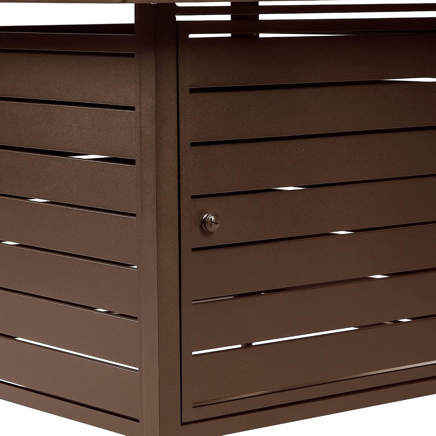 Square 42 In. X 42 In. Aluminum Propane Fire Pit Table with Glass Beads, Two Covers, Lid, 57,000 Btus in Brown Finish