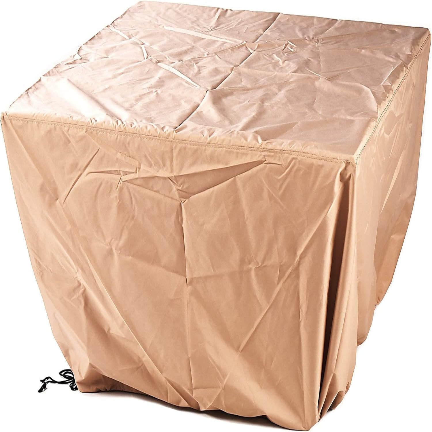 Square 42 In. X 42 In. Aluminum Propane Fire Pit Table with Glass Beads, Two Covers, Lid, 57,000 Btus in Brown Finish