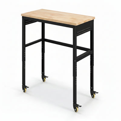 48 In. W X 24 In. D Adjustable Workbench with Solid Oak Wood Top