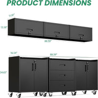 Garage Cabinet System | Heavy Duty Steel All-In-One Modular Garage Cabinet Set for Ultimate Workshop Organization | Easy Assembly Garage Storage Cabinets & Tool Bench