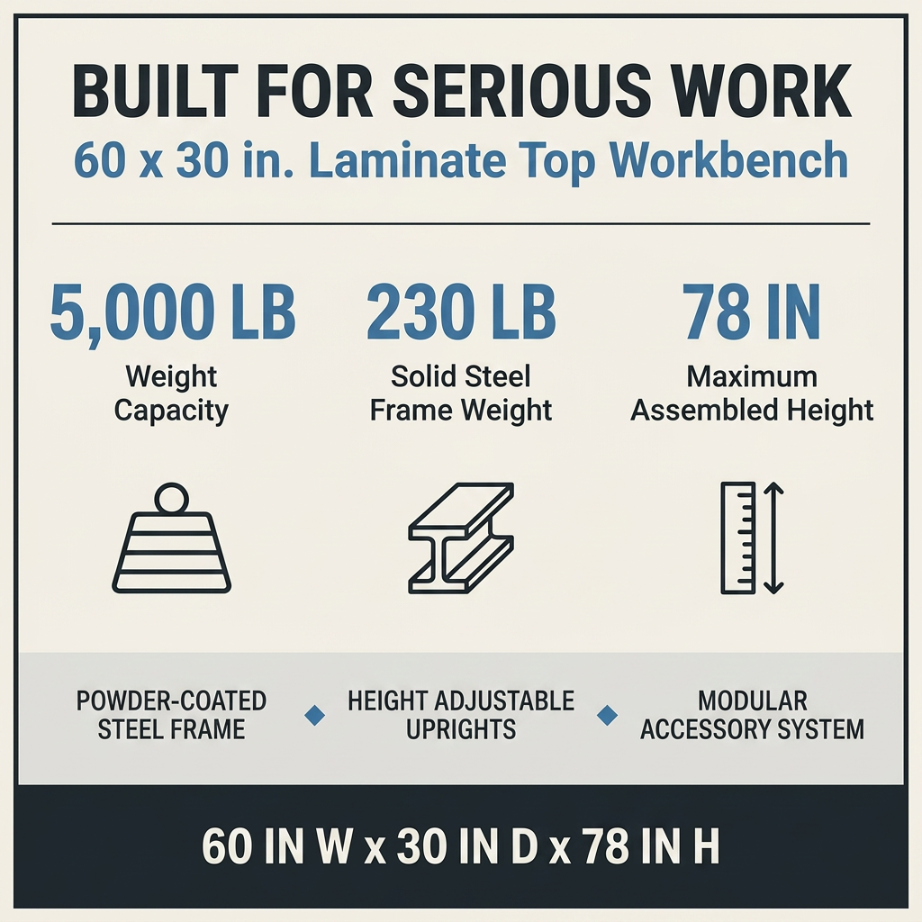 60 In. W X 30 In. D Laminate Top Workbench — Results & Stats
