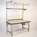 Workbench Built for Heavy-Duty Work, 60 x 30 Inch Laminate Top, Adjustable Height, Steel Frame