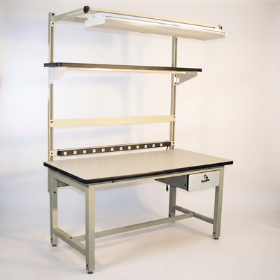 Workbench Built for Heavy-Duty Work, 60 x 30 Inch Laminate Top, Adjustable Height, Steel Frame