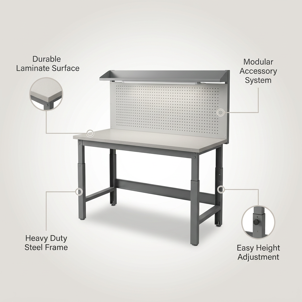 60 In. W X 30 In. D Laminate Top Workbench — infographic