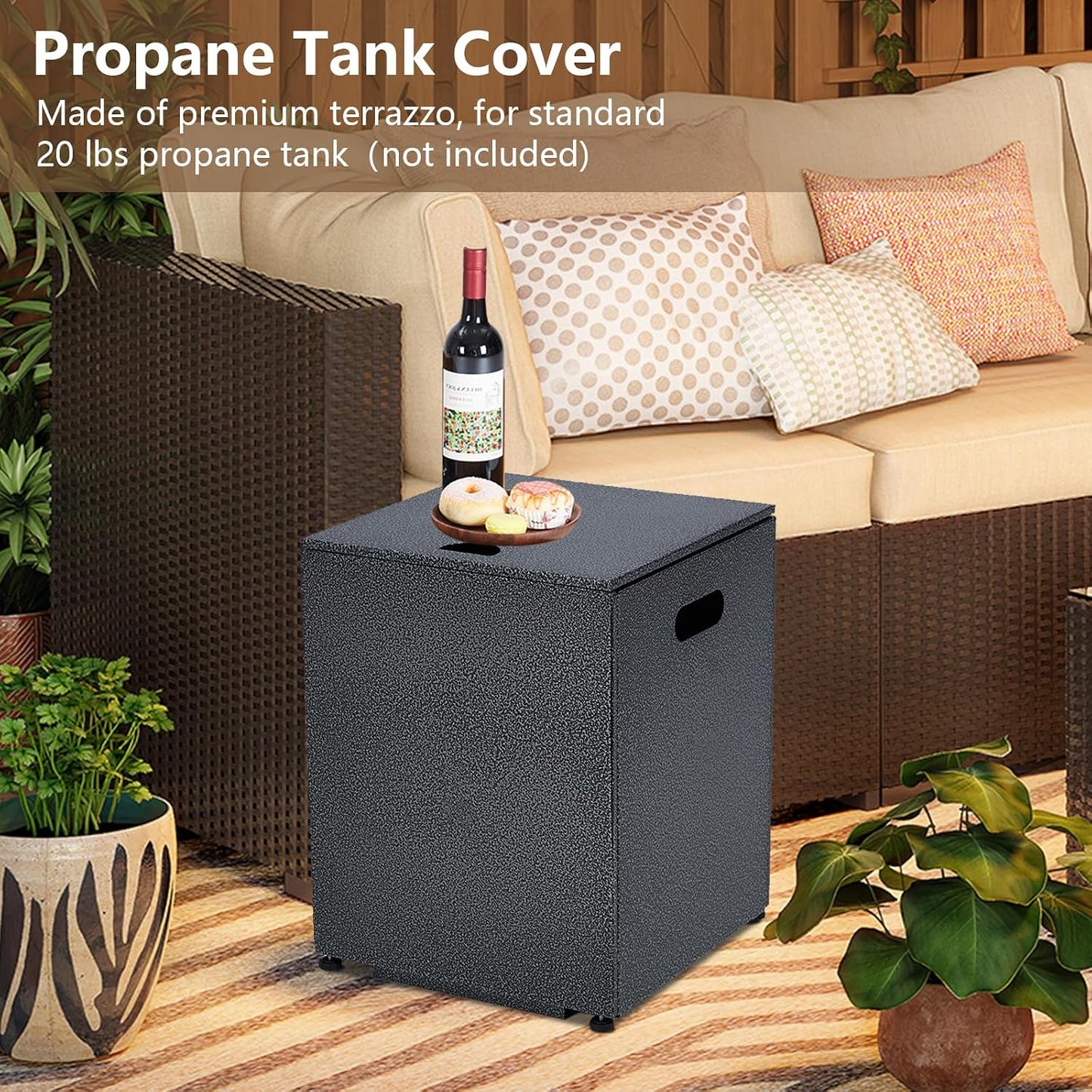 36 Inch Propane Fire Pit Table with Wind Guard and Rain Cover, Glass Beads, Sturdy Steel Anti-Rust Finish, CSA Safety Certified Outdoor Firepit for Patio Yard Garden-Black
