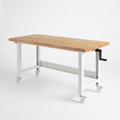 Adjustable Height Workbench Built for Workshops, 72x24 Solid Wood Top, Steel Frame, 300 lb Capacity