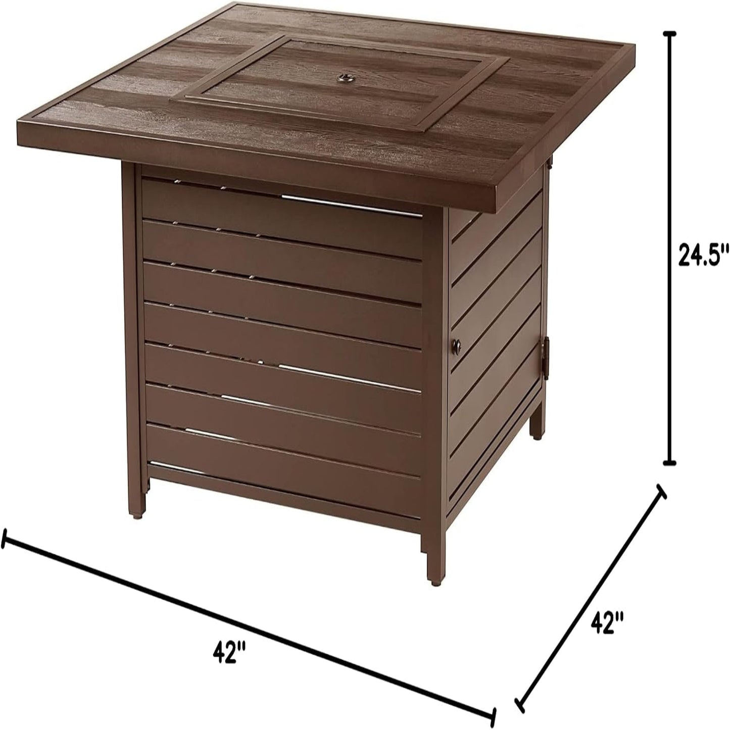 Square 42 In. X 42 In. Aluminum Propane Fire Pit Table with Glass Beads, Two Covers, Lid, 57,000 Btus in Brown Finish