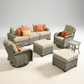 Patio Conversation Set Built for All-Weather Use, 8 Piece Modular Sectional, Swivel Chairs, Wicker Ottoman