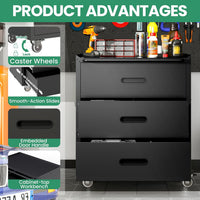Garage Cabinet System | Heavy Duty Steel All-In-One Modular Garage Cabinet Set for Ultimate Workshop Organization | Easy Assembly Garage Storage Cabinets & Tool Bench