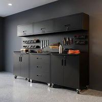 Garage Cabinet System | Heavy Duty Steel All-In-One Modular Garage Cabinet Set for Ultimate Workshop Organization | Easy Assembly Garage Storage Cabinets & Tool Bench — Studio Shot