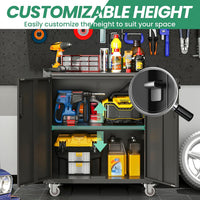 Garage Cabinet System | Heavy Duty Steel All-In-One Modular Garage Cabinet Set for Ultimate Workshop Organization | Easy Assembly Garage Storage Cabinets & Tool Bench