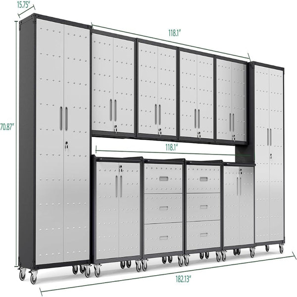 10-Piece Heavy Duty Steel Garage Cabinet System