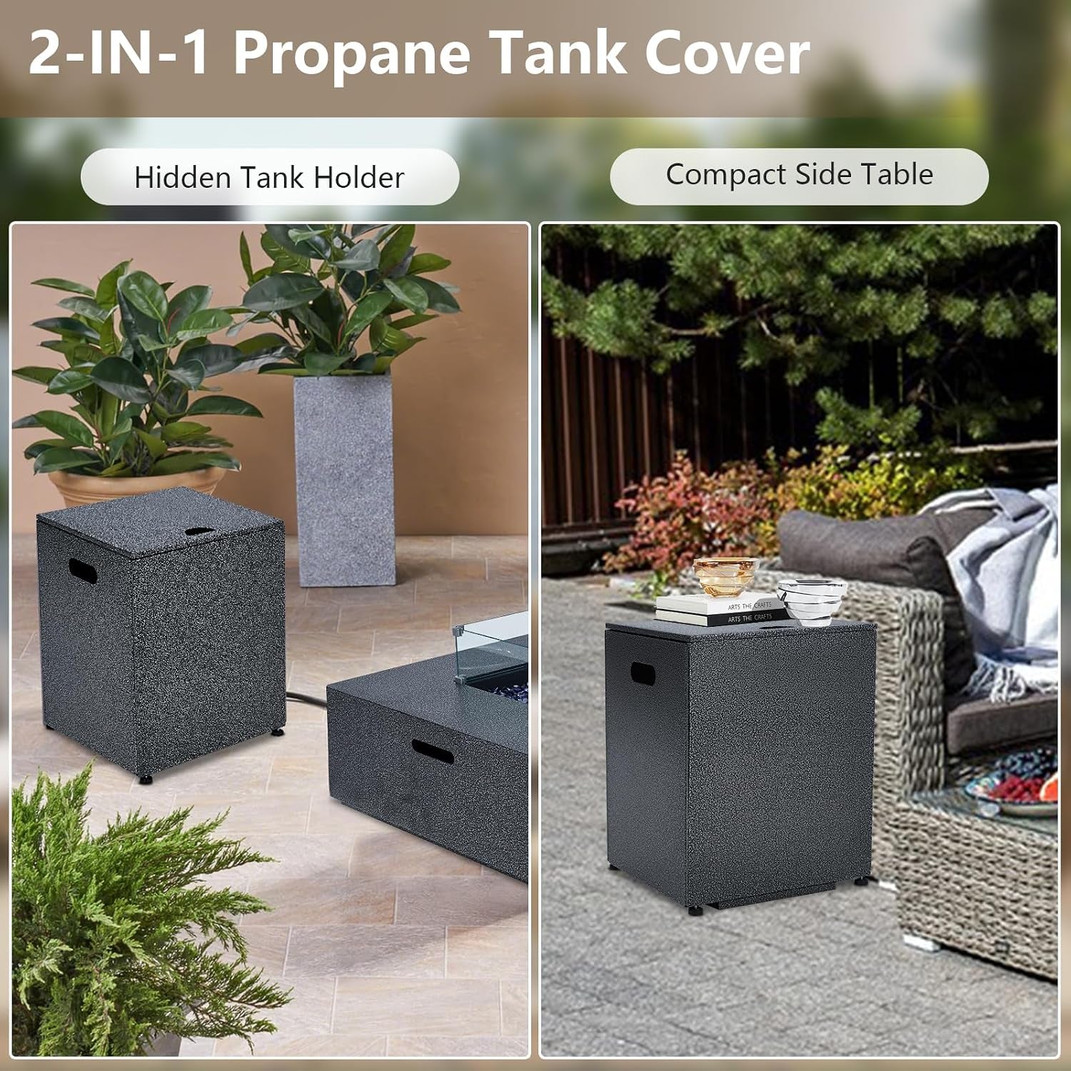 36 Inch Propane Fire Pit Table with Wind Guard and Rain Cover, Glass Beads, Sturdy Steel Anti-Rust Finish, CSA Safety Certified Outdoor Firepit for Patio Yard Garden-Black