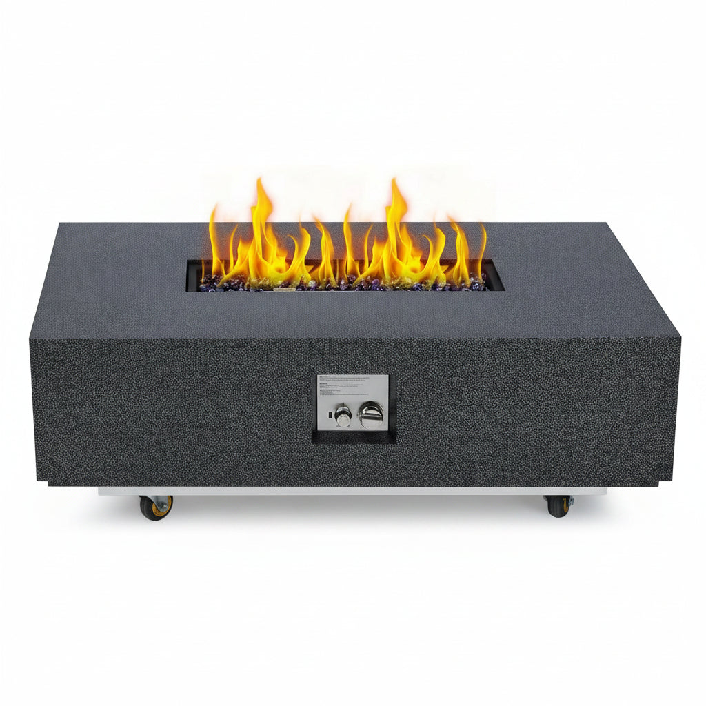 36 Inch Propane Fire Pit Table with Wind Guard and Rain Cover, Glass Beads, Sturdy Steel Anti-Rust Finish, CSA Safety Certified Outdoor Firepit for Patio Yard Garden-Black