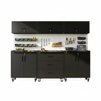 Garage Cabinet System | Heavy Duty Steel All-In-One Modular Garage Cabinet Set for Ultimate Workshop Organization | Easy Assembly Garage Storage Cabinets & Tool Bench